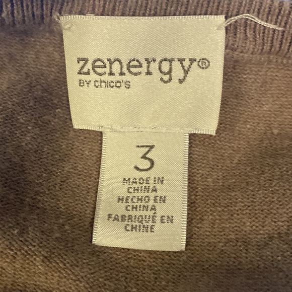 Zenergy by Chico's Cotton-Cashmere Blend Jeweled Owl Top Shirt Sweater Sz XL VGC - Picture 9 of 9